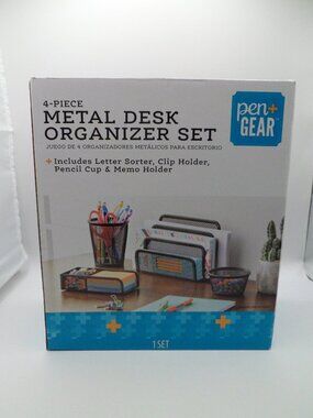 Pen & Gear 4pc Metal Desk Organizer Set